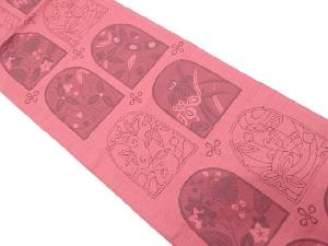 明日香製　葵に菖蒲・沢瀉模様織出し袋帯